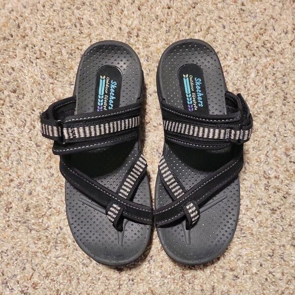 Sketchers Outdoor Lifestyle Reggae Strap Sandals BLK Womens Sz 6.5 Summer Wear - Picture 2 of 7